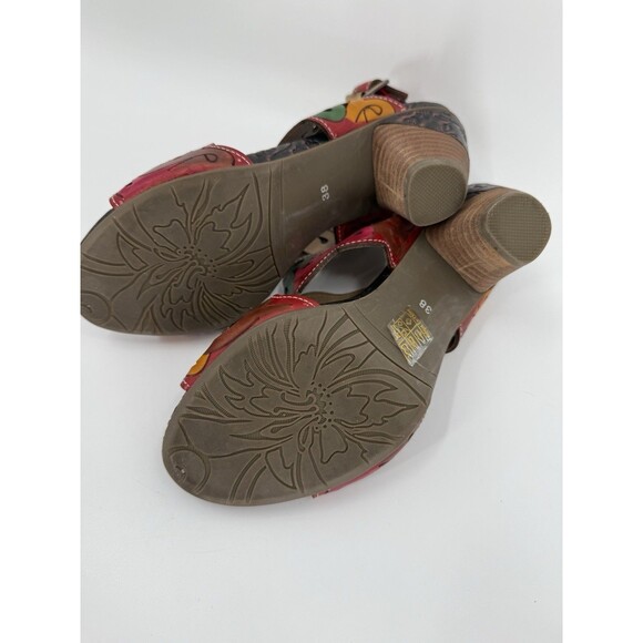 GORGEOUS L’artiste by Spring Step Ketta Red Leather Heeled Open Toe Sandals 38 - Picture 5 of 9